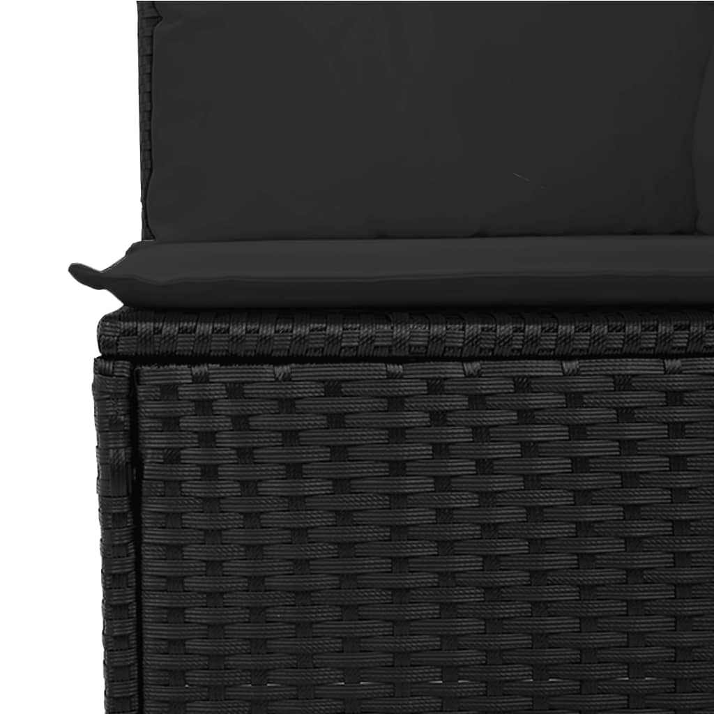 vidaXL Vrtni četverosjed s jastucima crni od poliratana