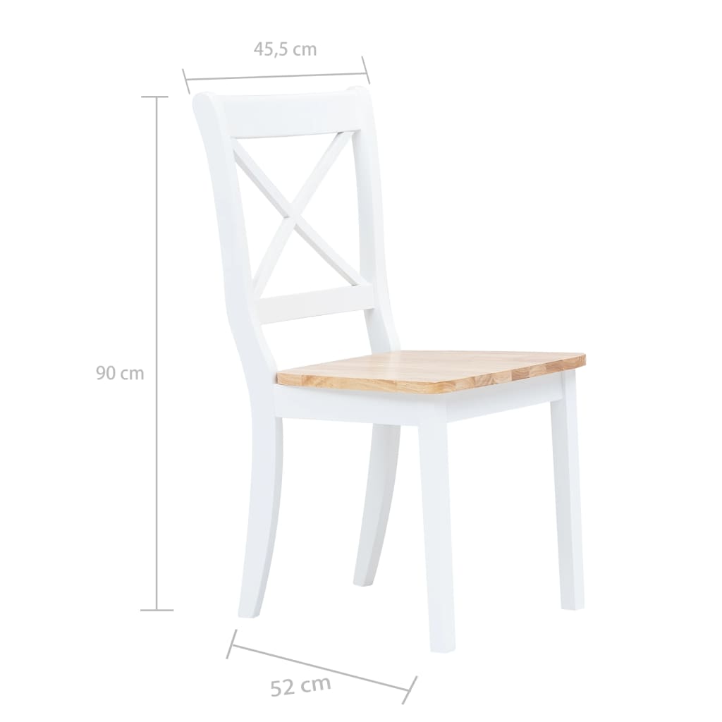 vidaXL Blagovaonske stolice bijele i prirodne 6 kom drvo kaučukovca