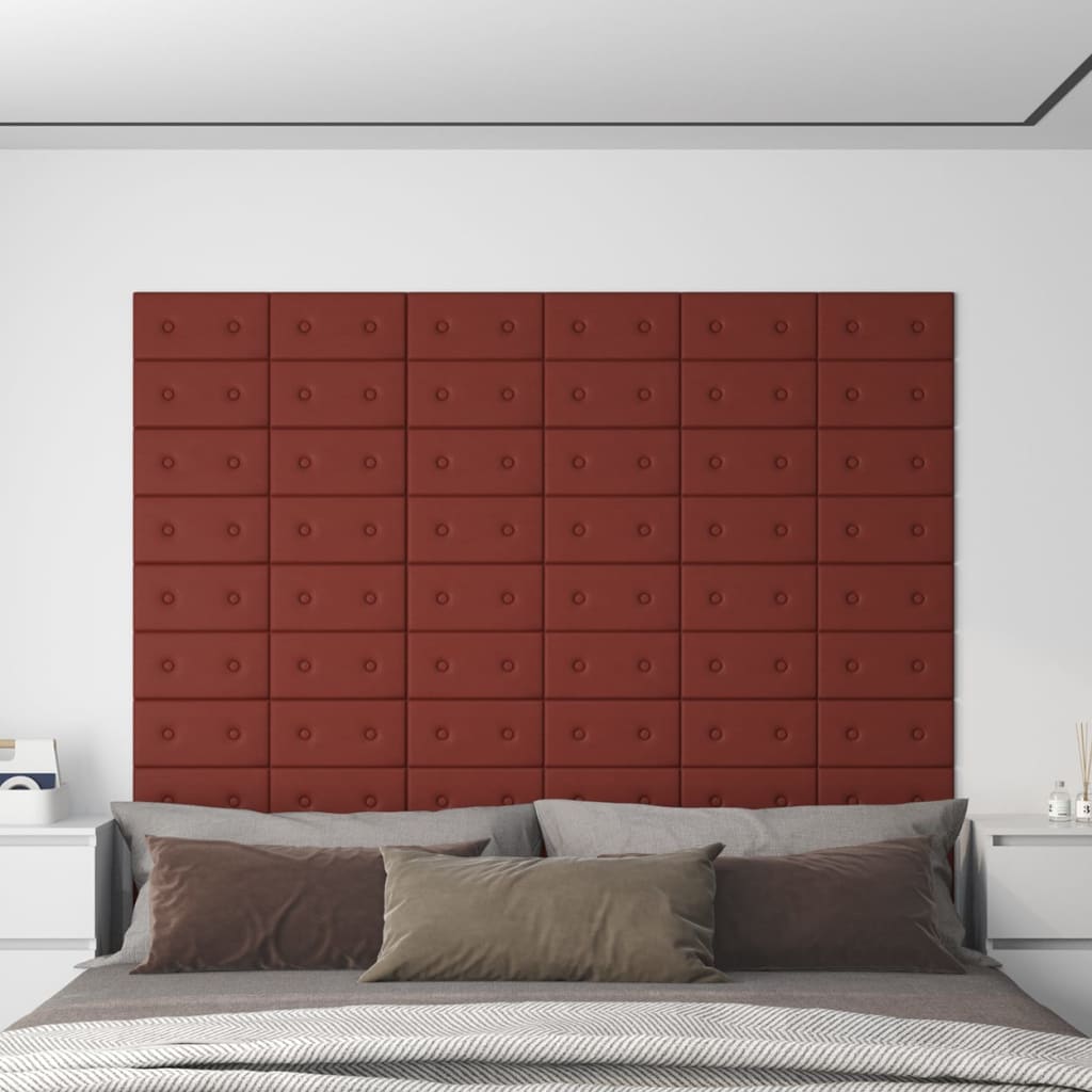 vidaXL Zidne ploče 12 kom boja vina 30 x 15 cm od umjetne kože 0,54 m²