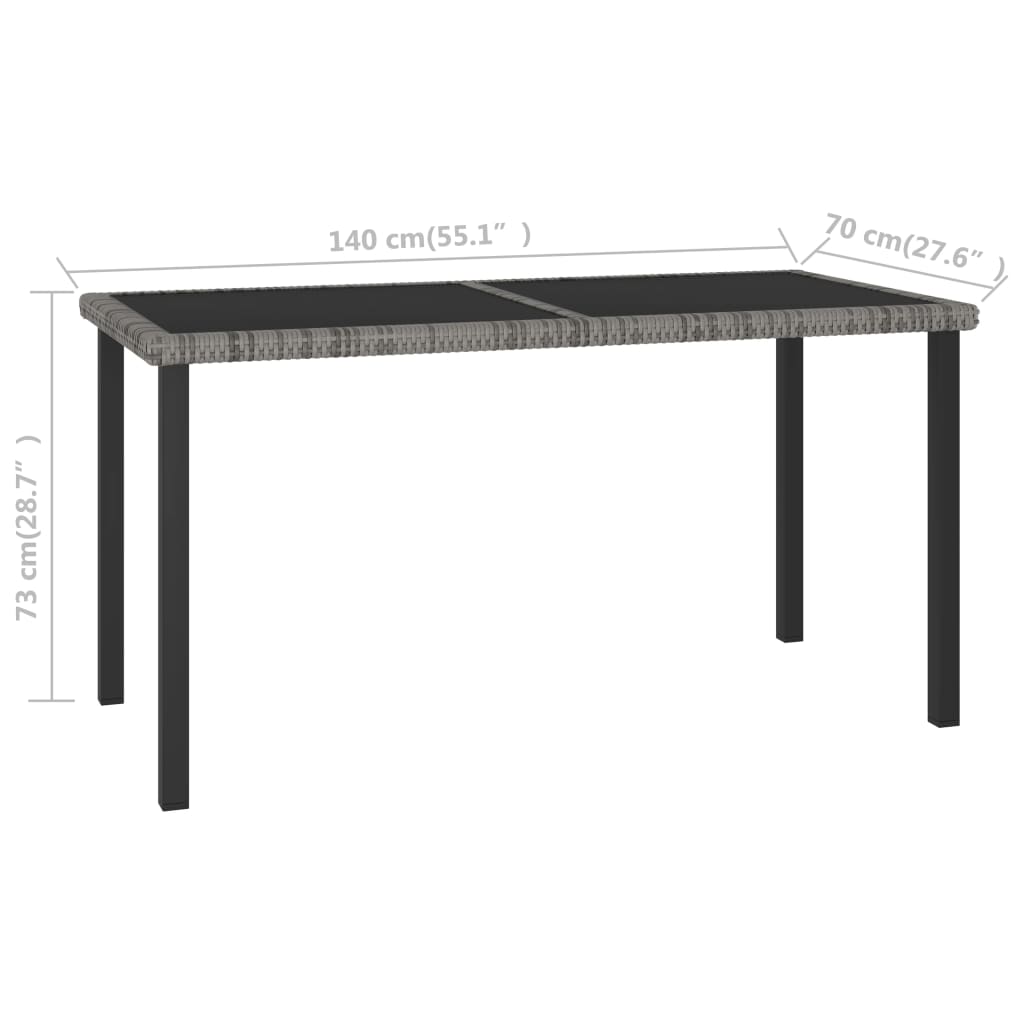 vidaXL Vrtni blagovaonski stol sivi 140 x 70 x 73 cm od poliratana
