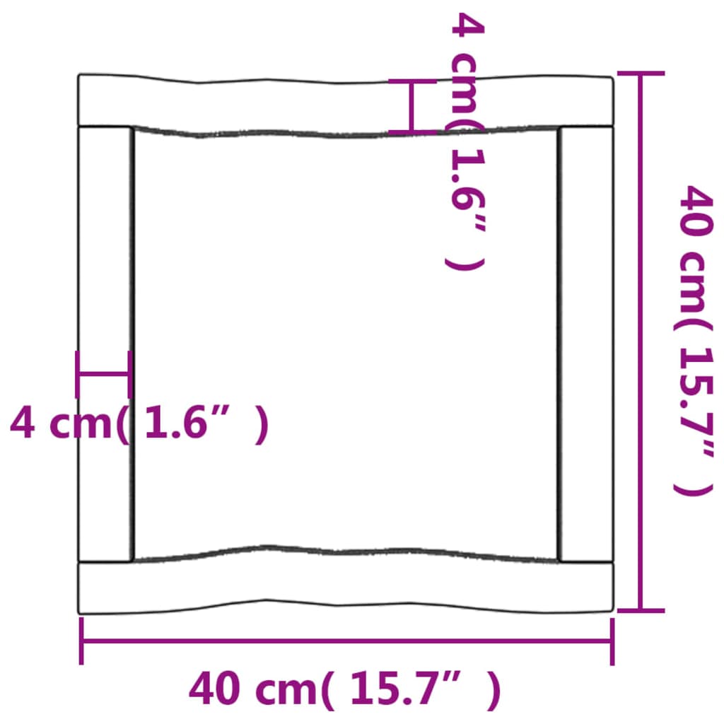 vidaXL Stolna ploča svjetlosmeđa 40x40x(2-4) cm obrađena hrastovina