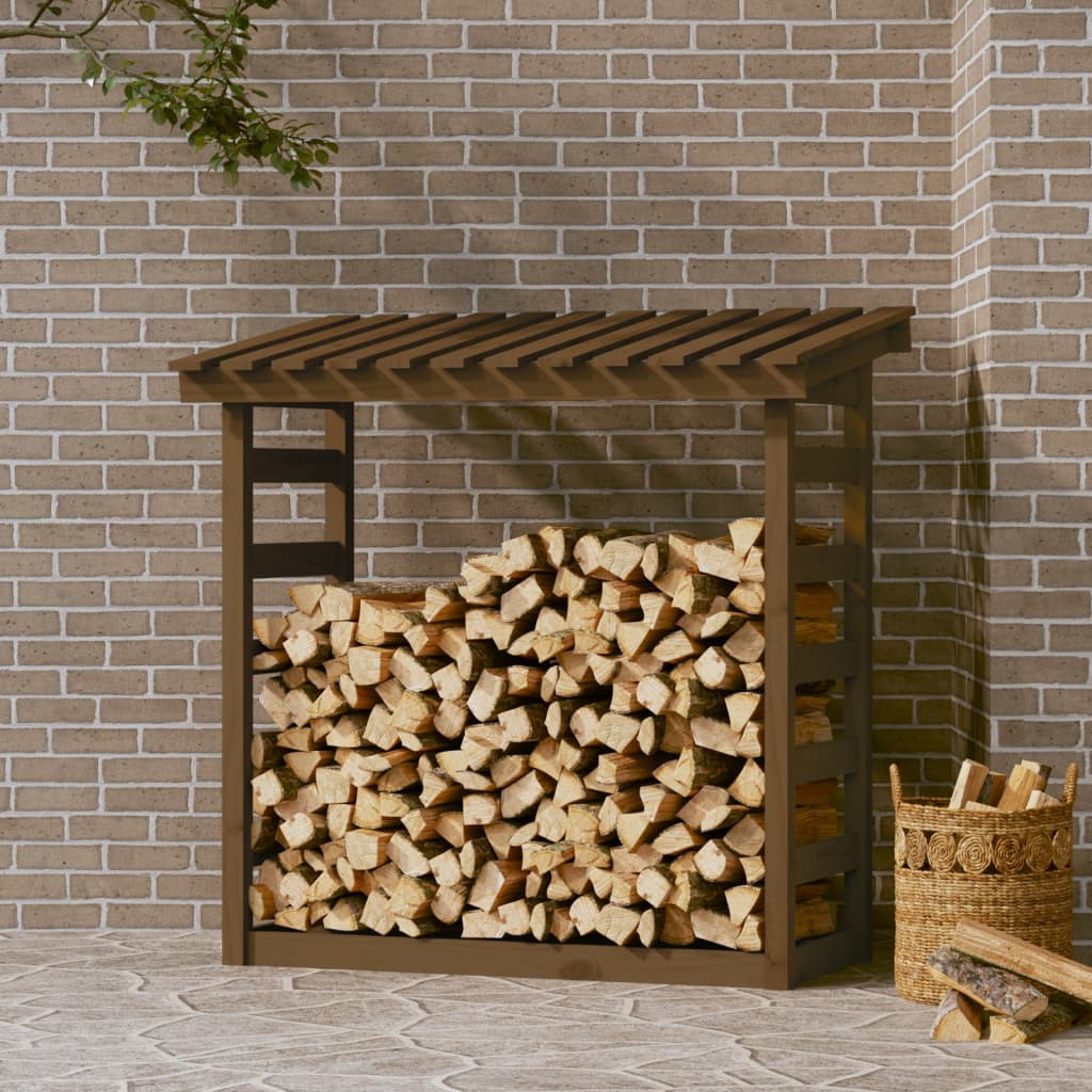 vidaXL Stalak za drva za ogrjev boja meda 108x64,5x110 cm od borovine
