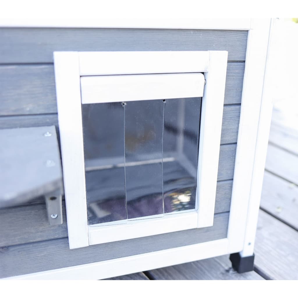 Kerbl vanjska kućica za mačke Family 57 x 55 x 80 cm sivo-bijela