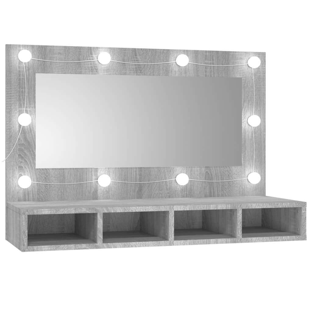 vidaXL Ormarić s ogledalom LED boja hrasta sonome 90x31,5x62 cm