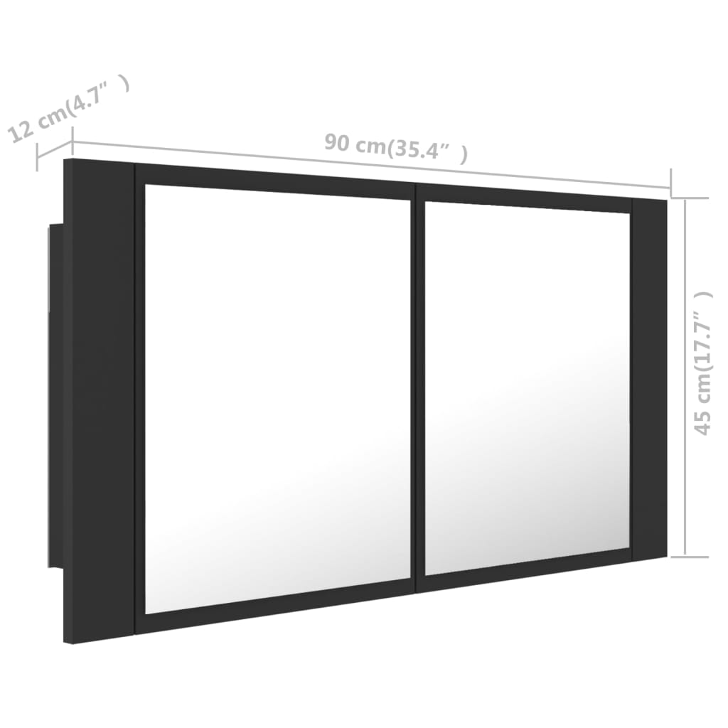 vidaXL LED kupaonski ormarić s ogledalom sivi 90x12x45 cm akrilni