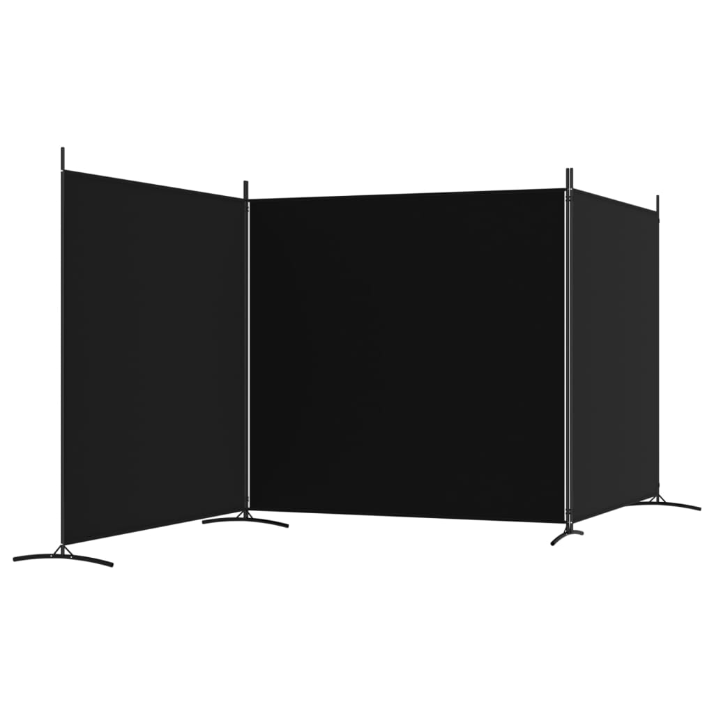 vidaXL Sobna pregrada s 3 panela crna 525x180 cm od tkanine