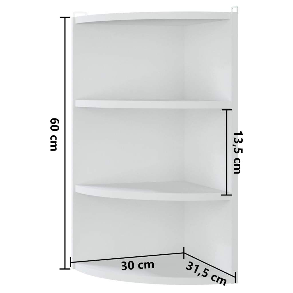 vidaXL Kutne zidne police bijele 30 x 31,5 x 60 cm od iverice