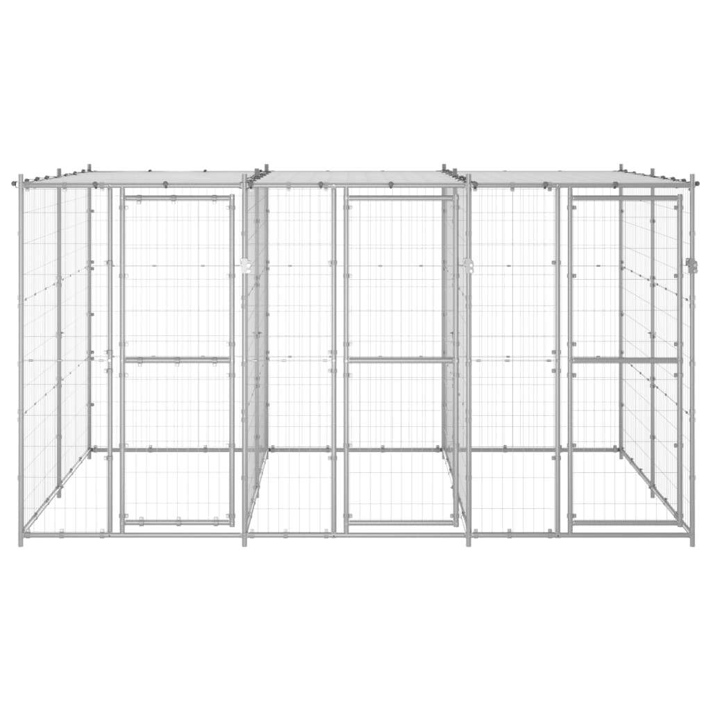 vidaXL Vanjski kavez za pse od pocinčanog čelika s krovom 7,26 m²