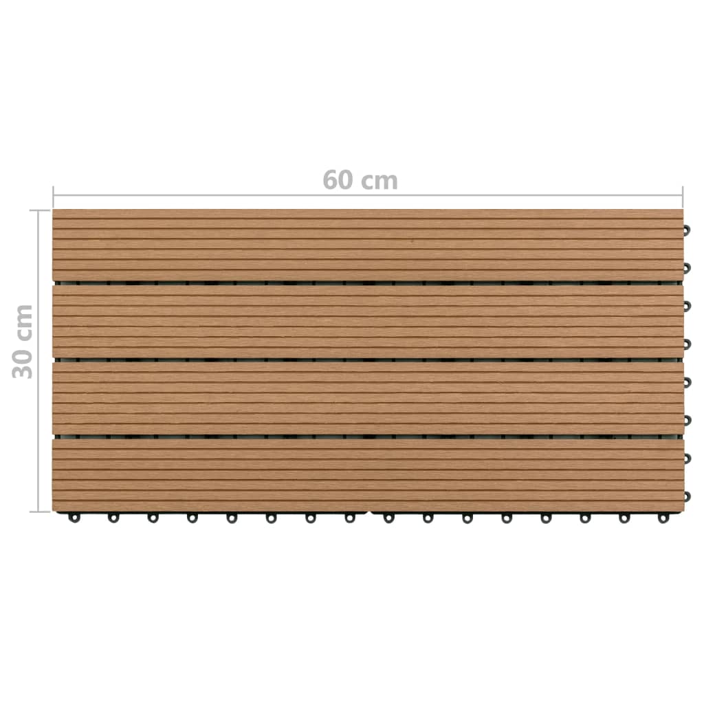 vidaXL Pločice za trijem 6 kom WPC 60 x 30 cm 1,08 m² smeđe