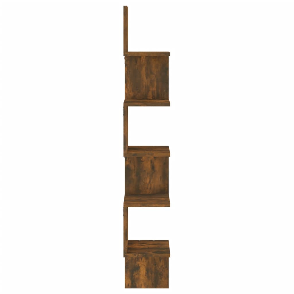 vidaXL Kutna zidna polica boja hrasta 20x20x127,5 cm konstruirano drvo
