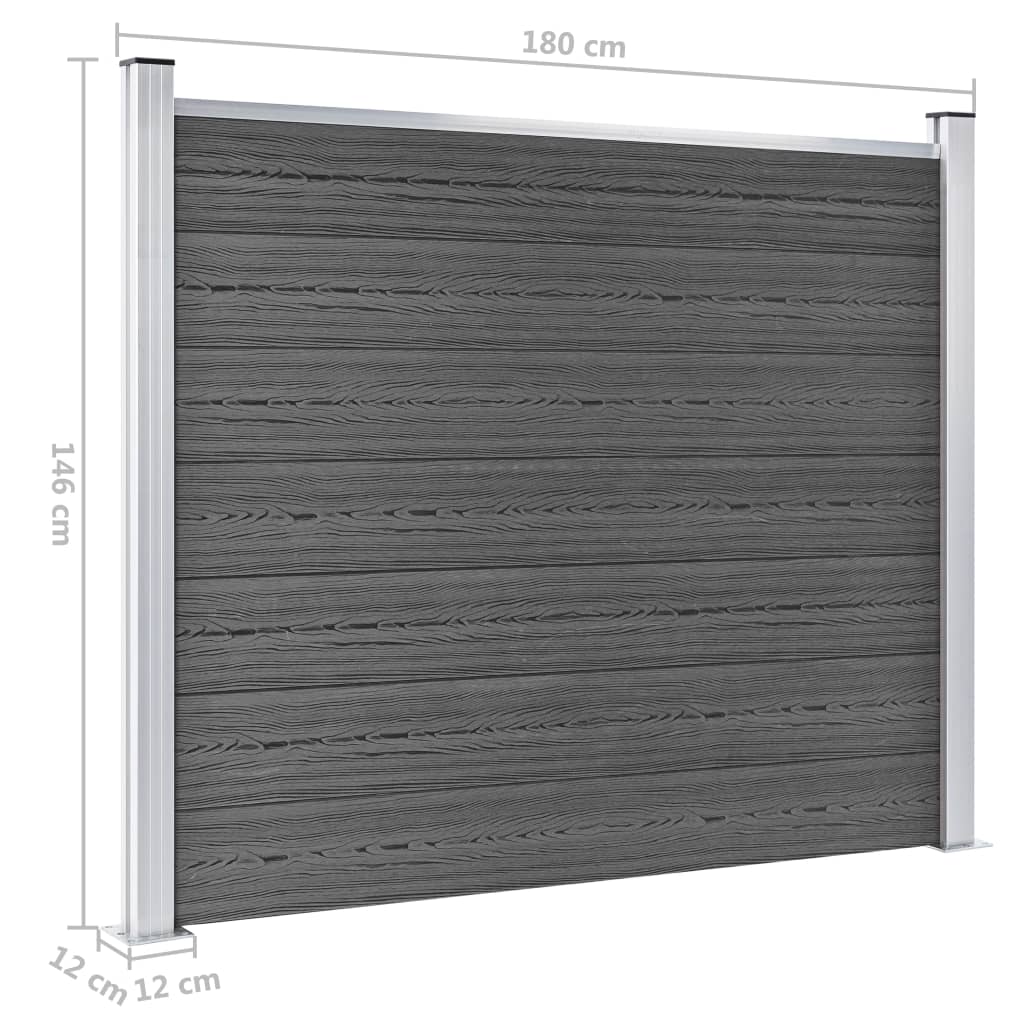 vidaXL Set panela za ogradu WPC 526 x 146 cm crni