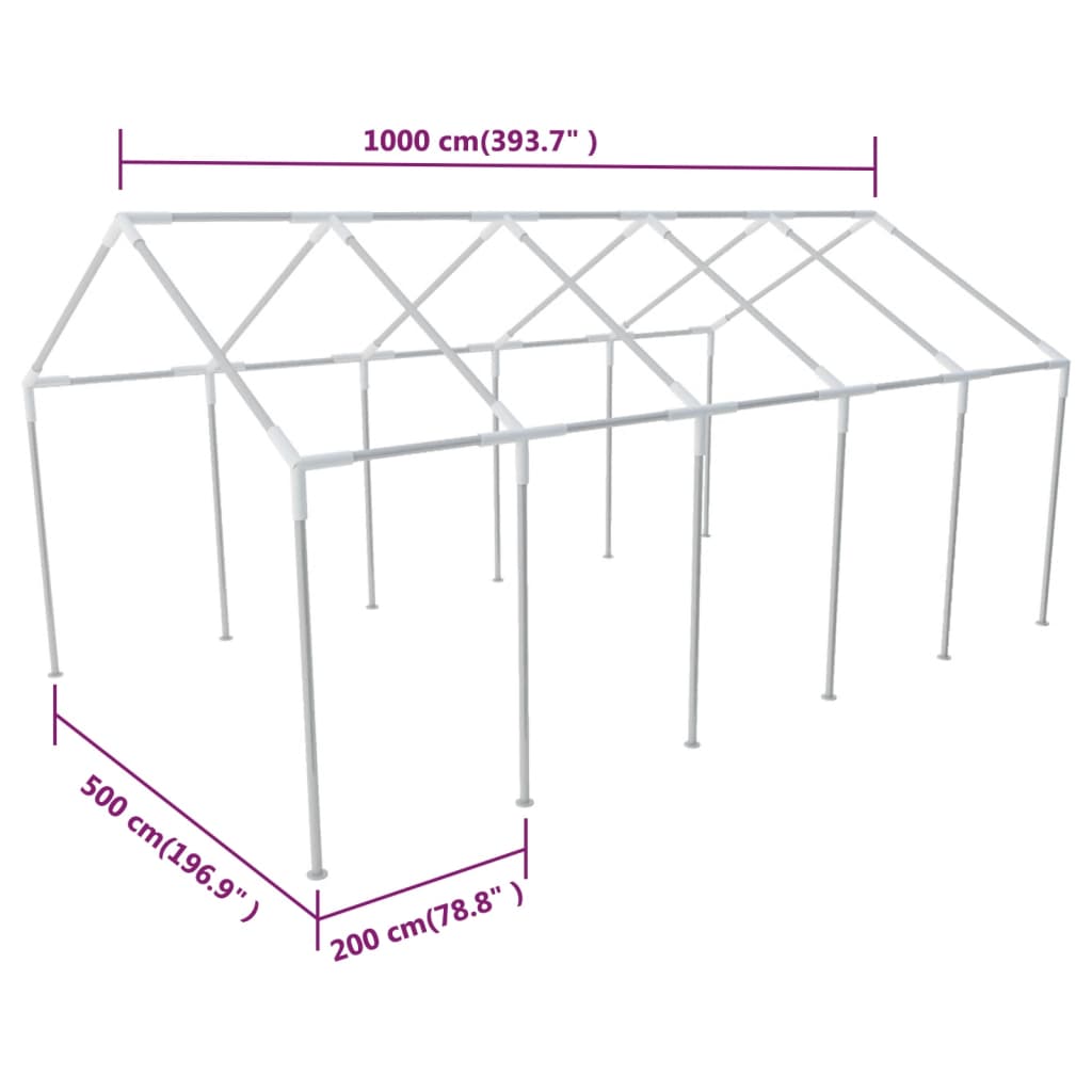 vidaXL Čelični okvir za šator za zabave 10 x 5 m
