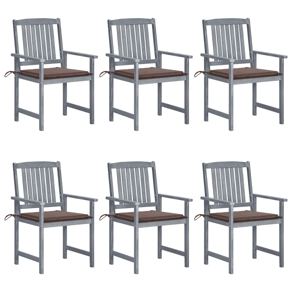 vidaXL Vrtne stolice s jastucima 6 kom sive od masivnog drva bagrema