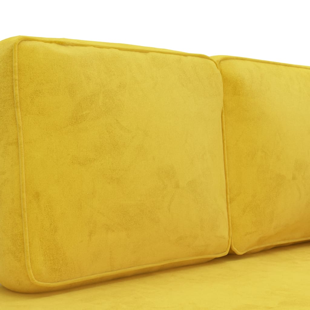 vidaXL Počivaljka s jastucima žuta baršunasta