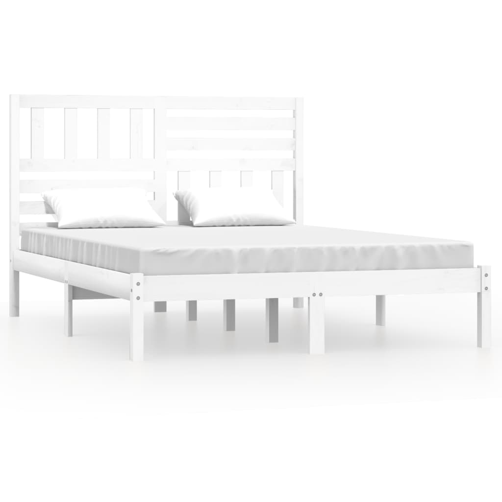 vidaXL Okvir kreveta bijeli 150 x 200 cm bračni od masivne borovine