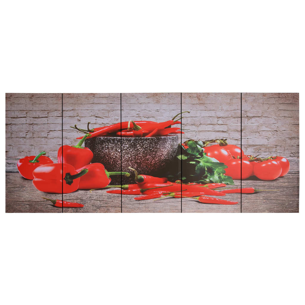 vidaXL Set zidnih slika na platnu s uzorkom paprika šareni 150 x 60 cm