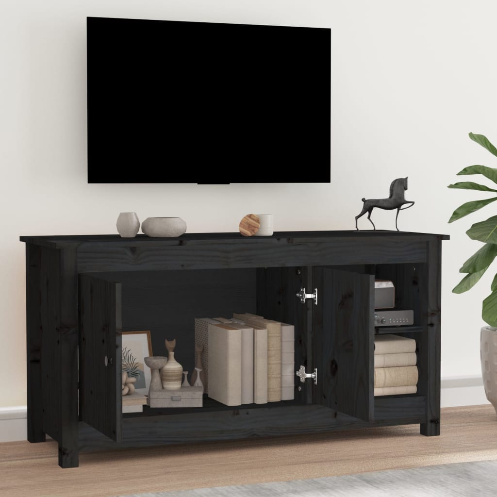 vidaXL TV ormarić crni 103 x 36,5 x 52 cm od masivne borovine