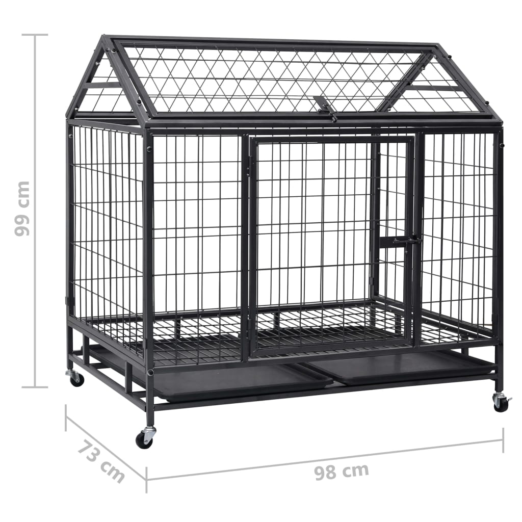 vidaXL Izdržljivi kavez za pse s kotačima čelični 98 x 73 x 99 cm