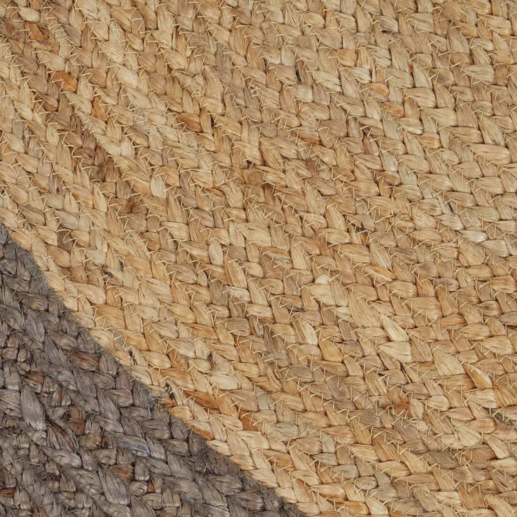 vidaXL Ručno rađeni tepih od jute sa sivim rubom 150 cm
