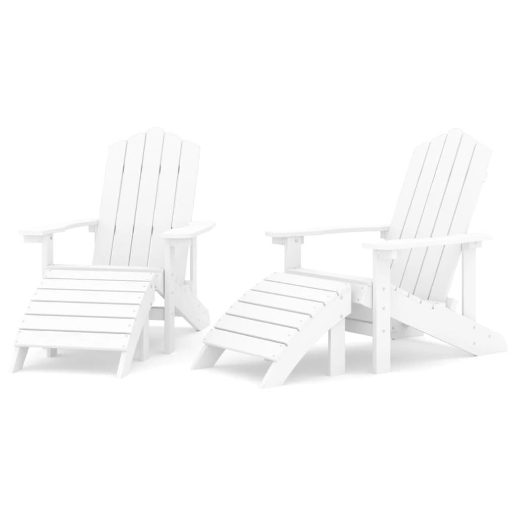 vidaXL Vrtne stolice Adirondack s osloncima za noge 2 kom HDPE bijele