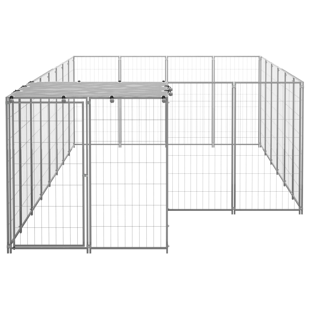 vidaXL Kavez za pse srebrni 8,47 m² čelični