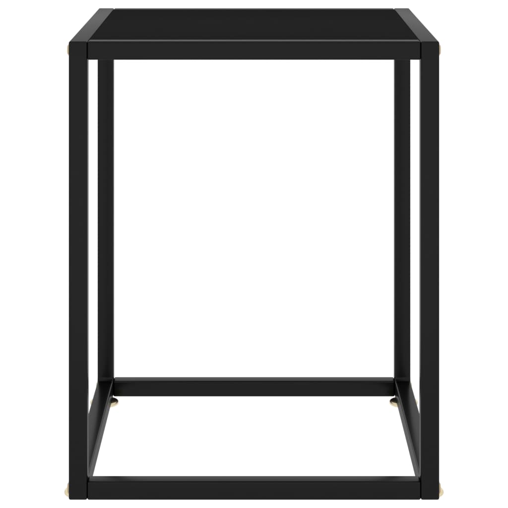 vidaXL Stolić za kavu crni s crnim staklom 40 x 40 x 50 cm
