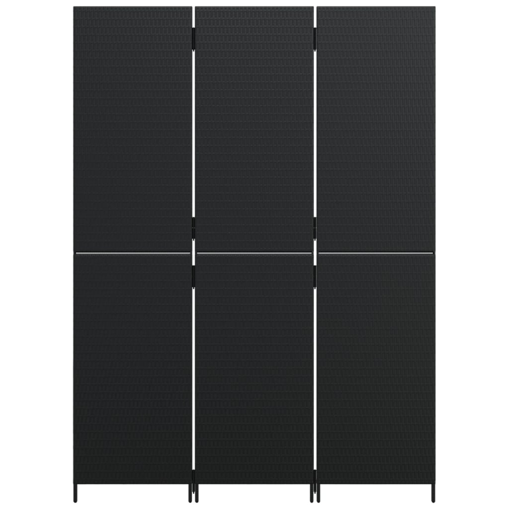 vidaXL Sobna pregrada s 3 panela crna od poliratana