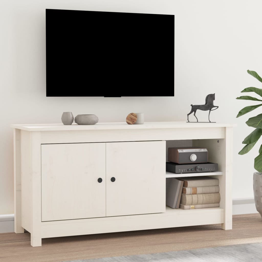 vidaXL TV ormarić bijeli 103 x 36,5 x 52 cm od masivne borovine
