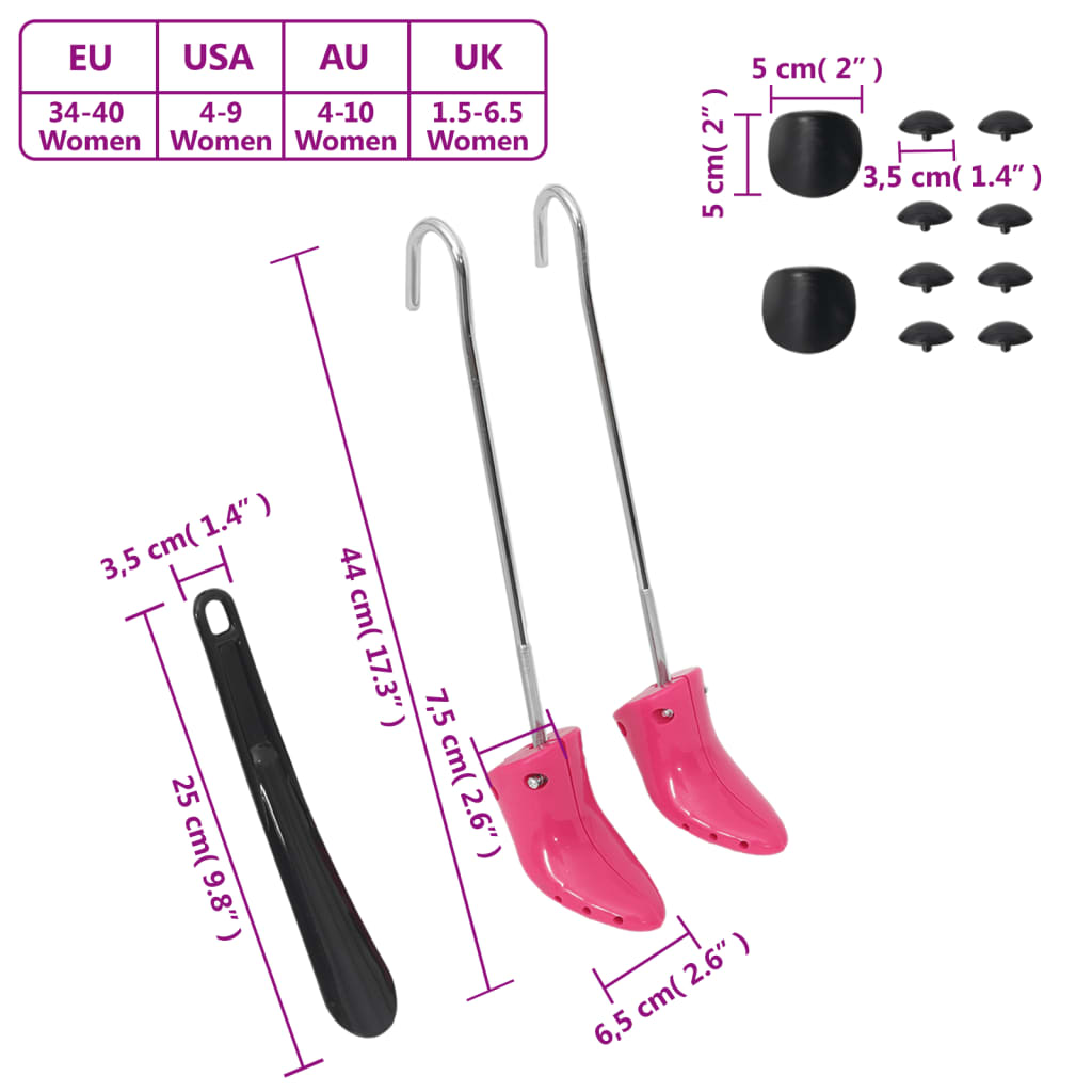 vidaXL Napinjači za čizme sa žlicom ružičasti EU 34 - 40 plastični
