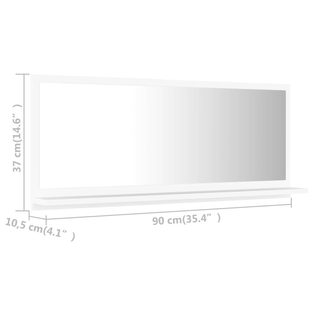 vidaXL Kupaonsko ogledalo bijelo 90 x 10,5 x 37 cm konstruirano drvo