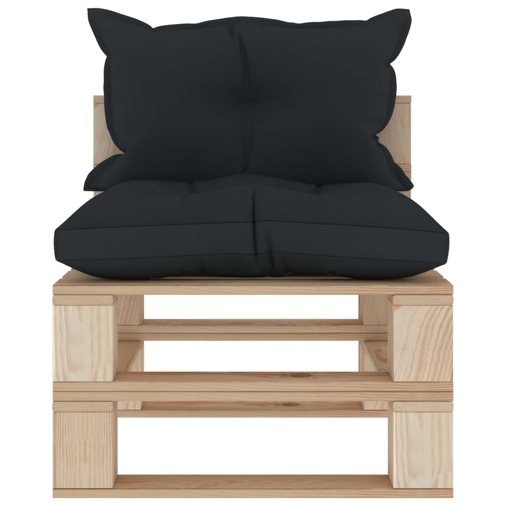 vidaXL Srednja vrtna sofa od paleta s antracit jastucima drvena