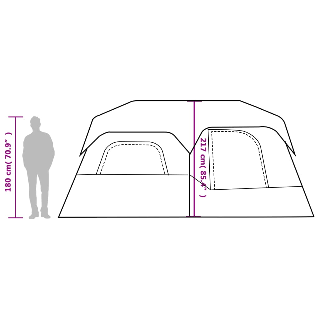 vidaXL Obiteljski šator LED za 9 osoba sivo-narančasti brzo otpuštanje
