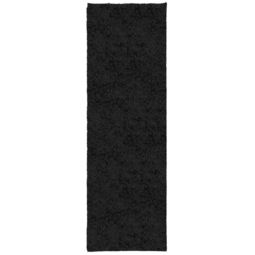 vidaXL Čupavi tepih PAMPLONA s visokim vlaknima moderni crni 80x250 cm