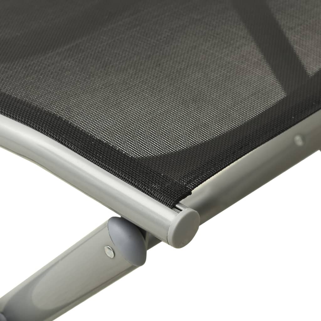 vidaXL Sklopivi oslonac za noge crno-srebrni od tekstilena i aluminija