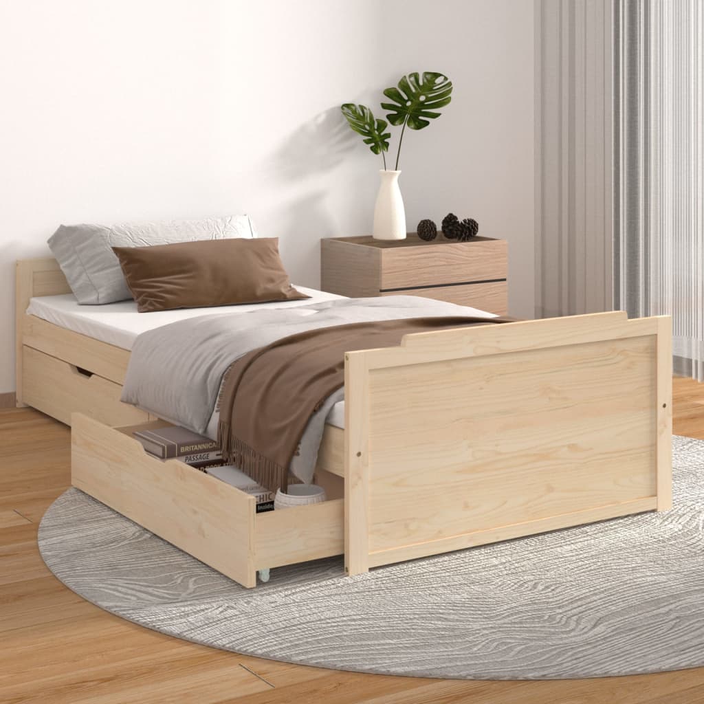 vidaXL Okvir za krevet sa ladicama od masivne borovine 90 x 200 cm