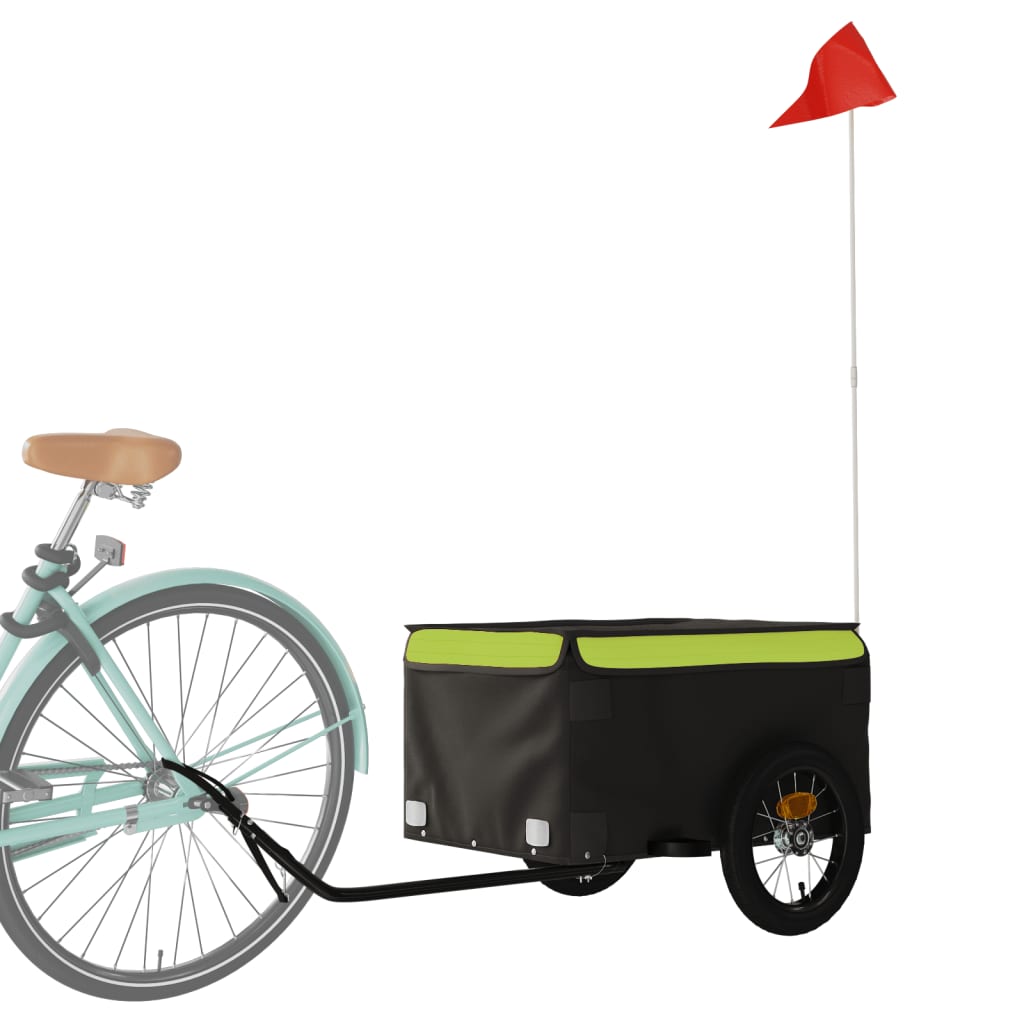 vidaXL Prikolica za bicikl crno-zelena 30 kg željezna