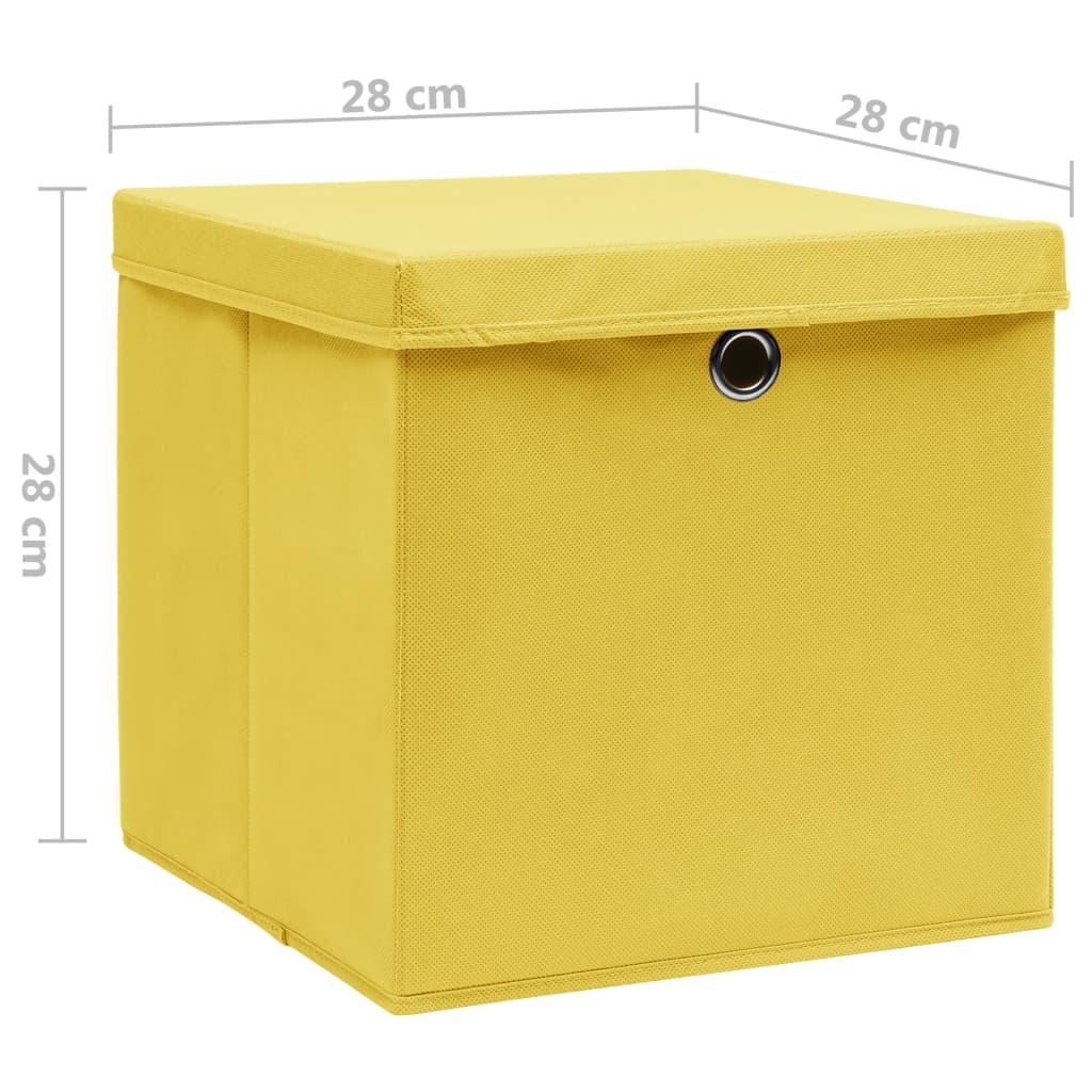 vidaXL Kutije za pohranu s poklopcima 10 kom 28 x 28 x 28 cm žute