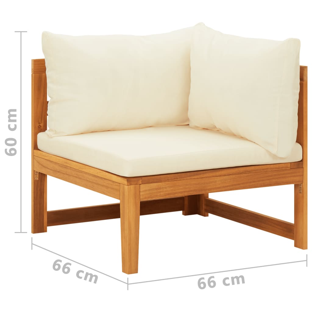vidaXL Kutna sofa s krem bijelim jastucima masivno bagremovo drvo