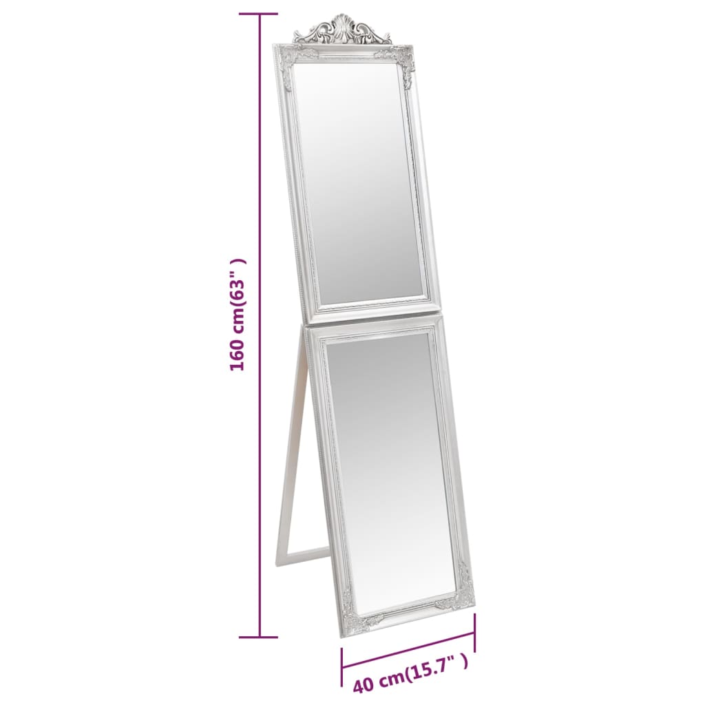 vidaXL Samostojeće ogledalo srebrno 40 x 160 cm