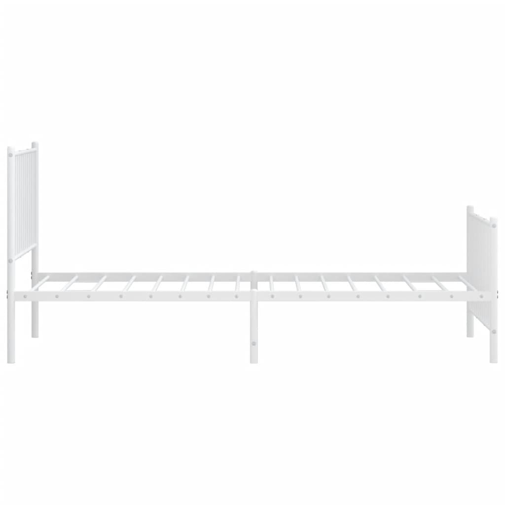 vidaXL Metalni okvir kreveta uzglavlje i podnožje bijeli 90 x 200 cm