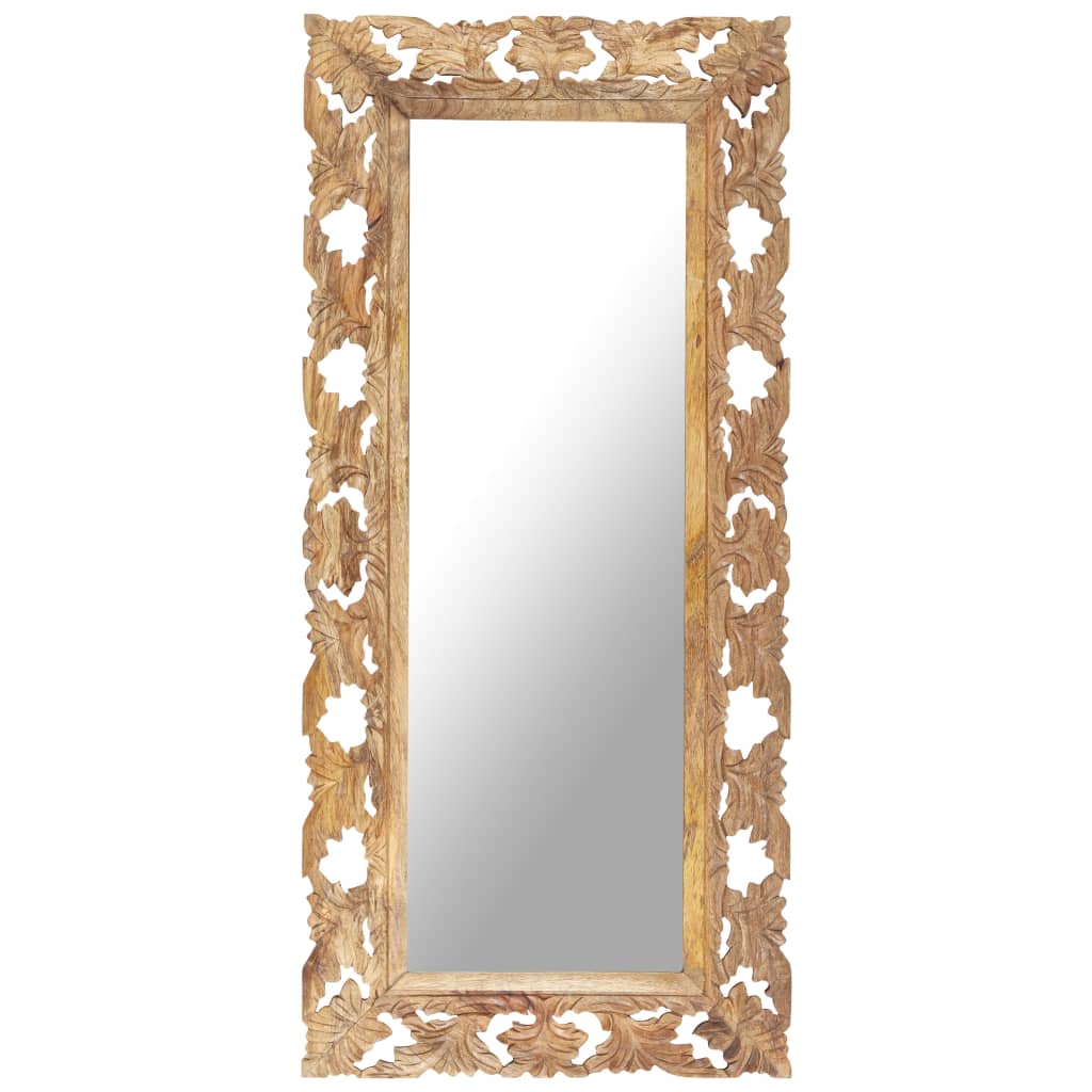 vidaXL Ručno izrezbareno ogledalo smeđe 110 x 50 cm masivno drvo manga