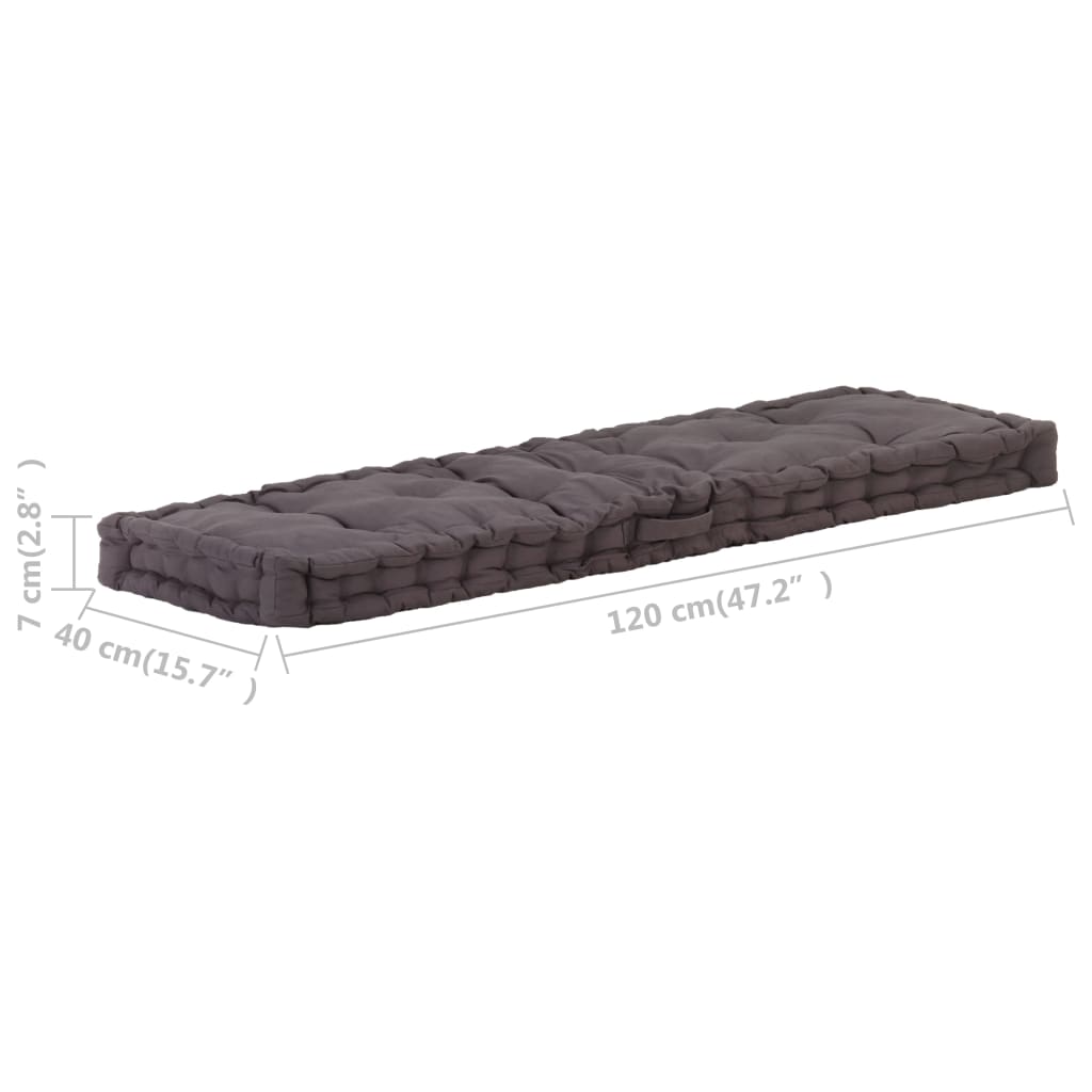vidaXL Paletni podni jastuk pamučni 120 x 40 x 7 cm antracit