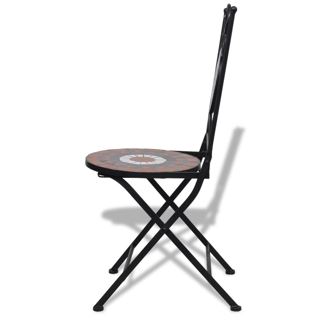 vidaXL Sklopive bistro stolice 2 kom keramičke terakota-bijele