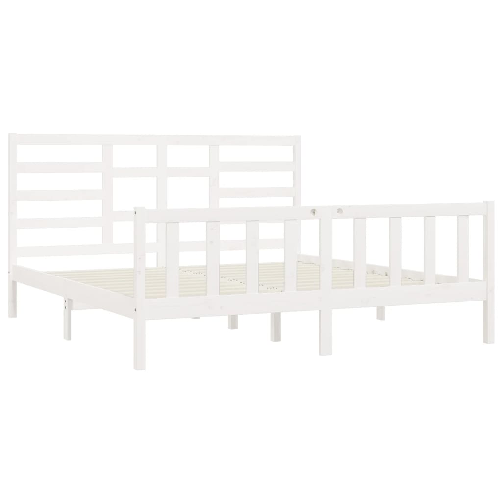 vidaXL Okvir za krevet od masivnog drva bijeli 180 x 200 cm veliki