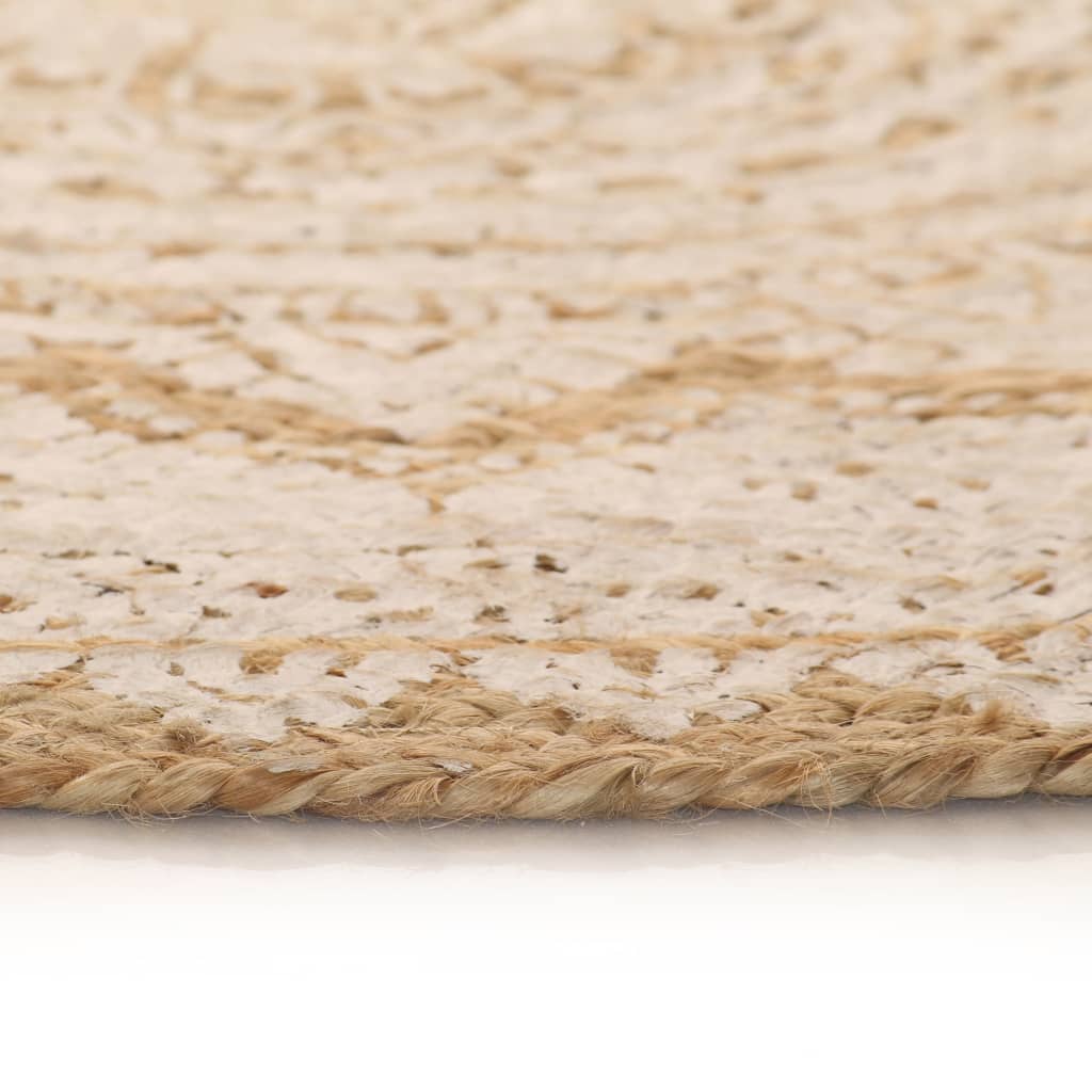 vidaXL Ukrasni pleteni tepih od jute s uzorkom 120 cm okrugli