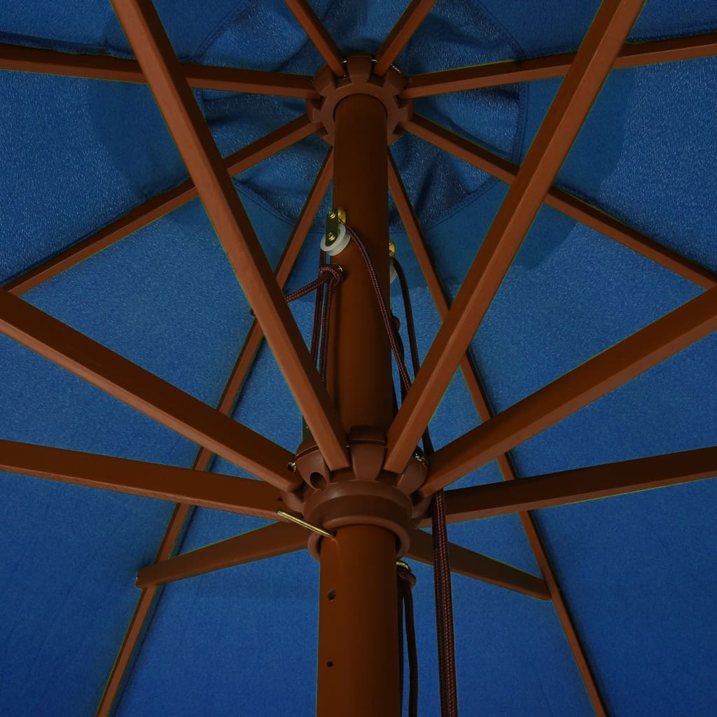 vidaXL Vrtni suncobran s drvenom šipkom 330 cm azurni