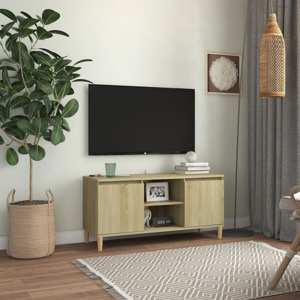 vidaXL TV ormarić s nogama od masivnog drva boja hrasta 103,5x35x50 cm