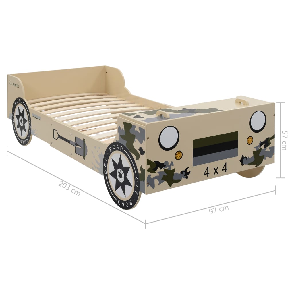 vidaXL Dječji krevet u obliku terenskog vozila 90 x 200 cm maskirni