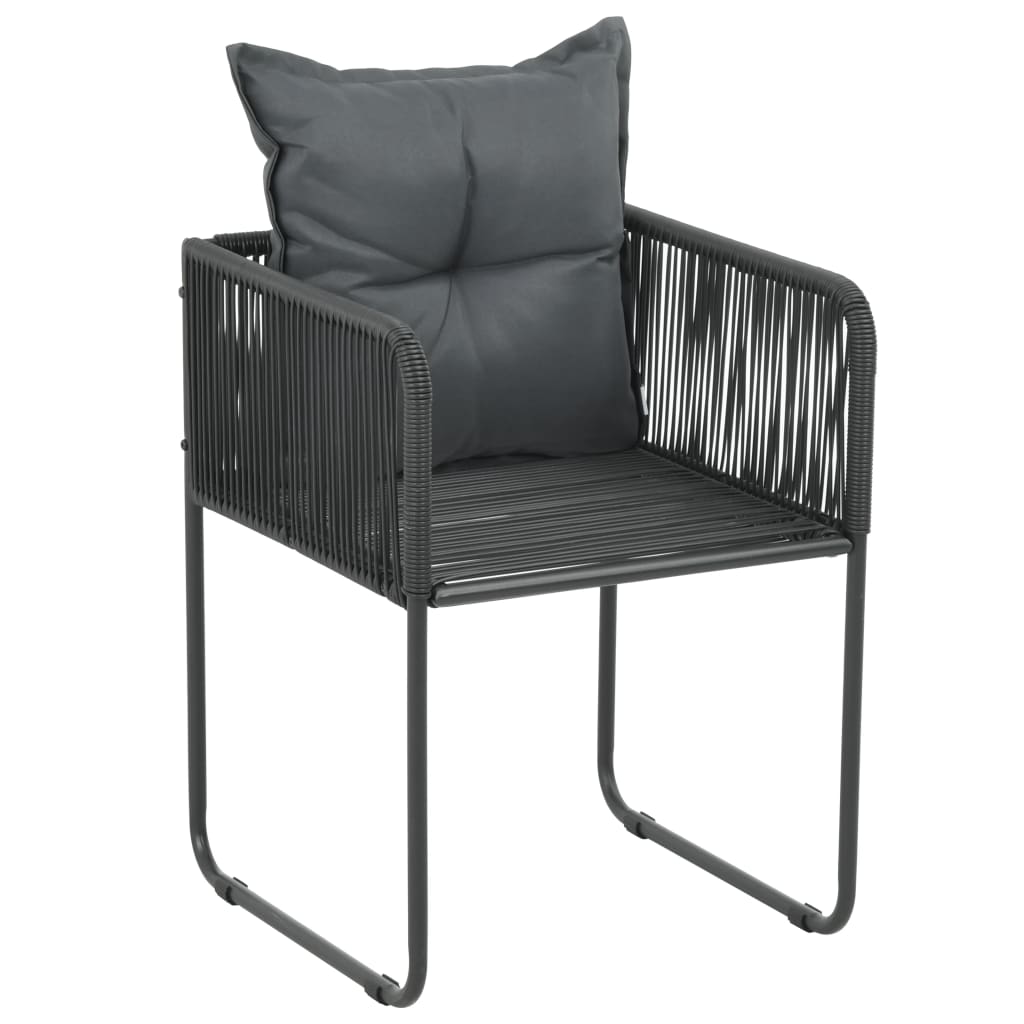 vidaXL Vrtne stolice s jastucima 6 kom od poliratana crne