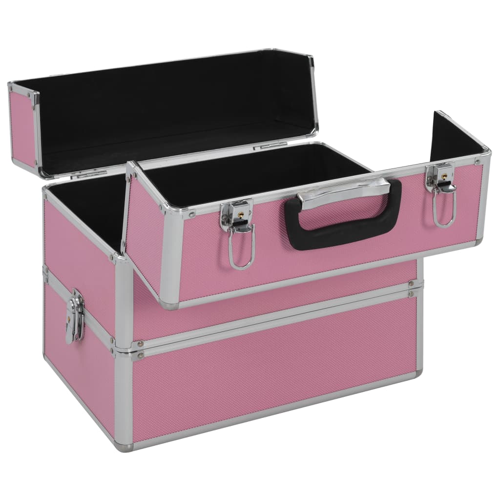 vidaXL Kovčeg za šminku 37 x 24 x 35 cm ružičasti aluminijski